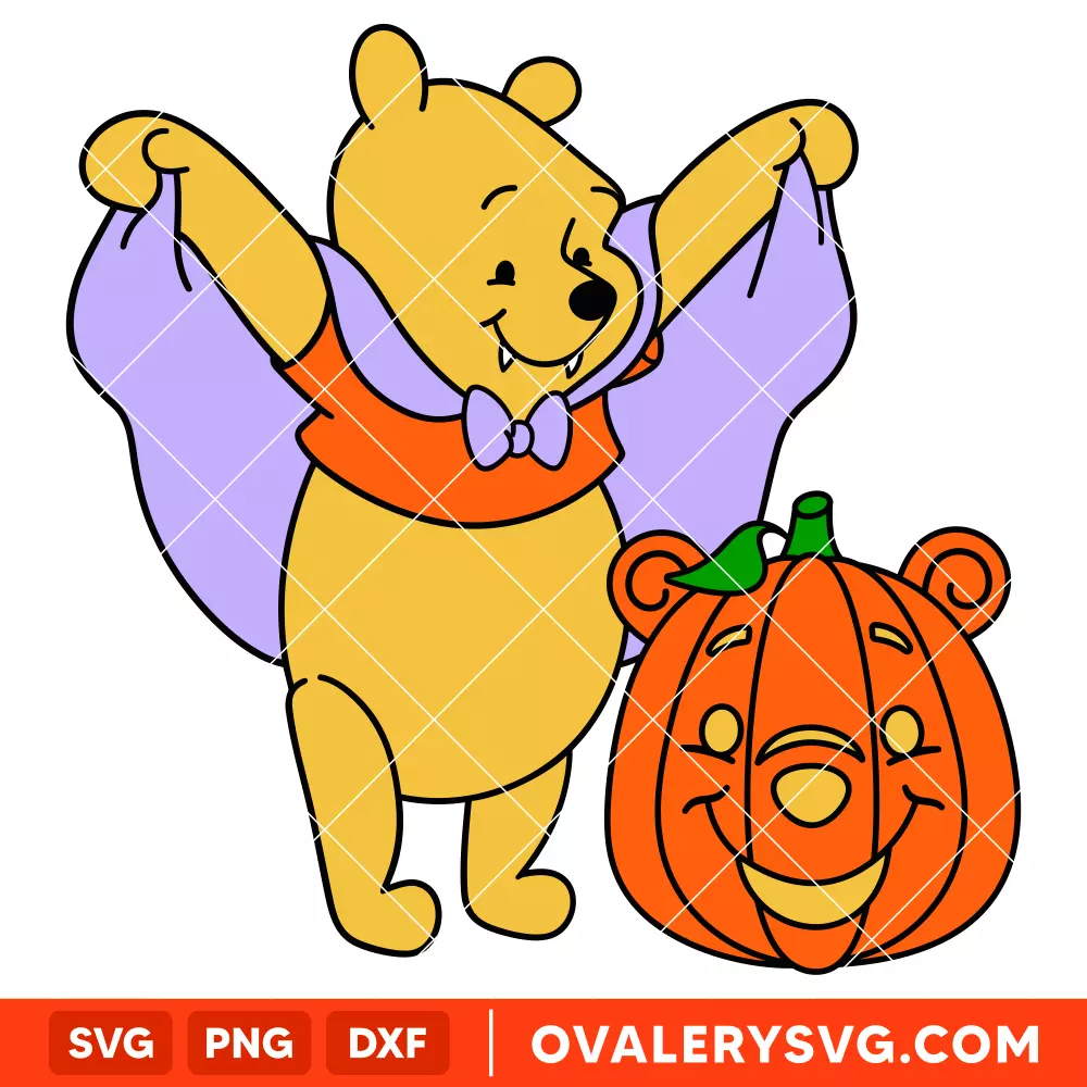 Pooh Pumpkin Vampire SVG, Halloween SVG, Disney SVG | Instant Download SVG PNG Cut File for Cricut & Silhouette
