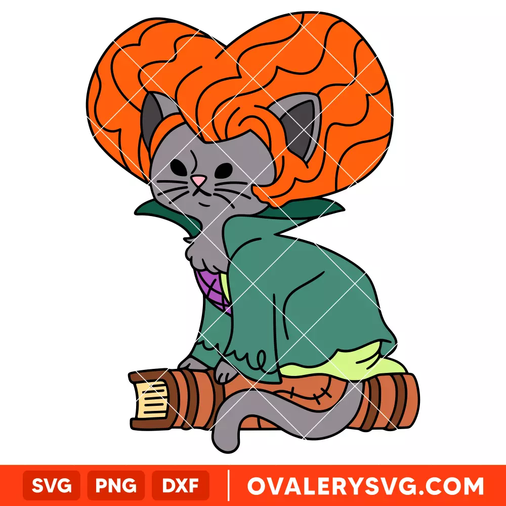 Sanderson Witch Cat SVG, Villian Cat, Halloween SVG | Instant Download SVG PNG Cut File for Cricut & Silhouette
