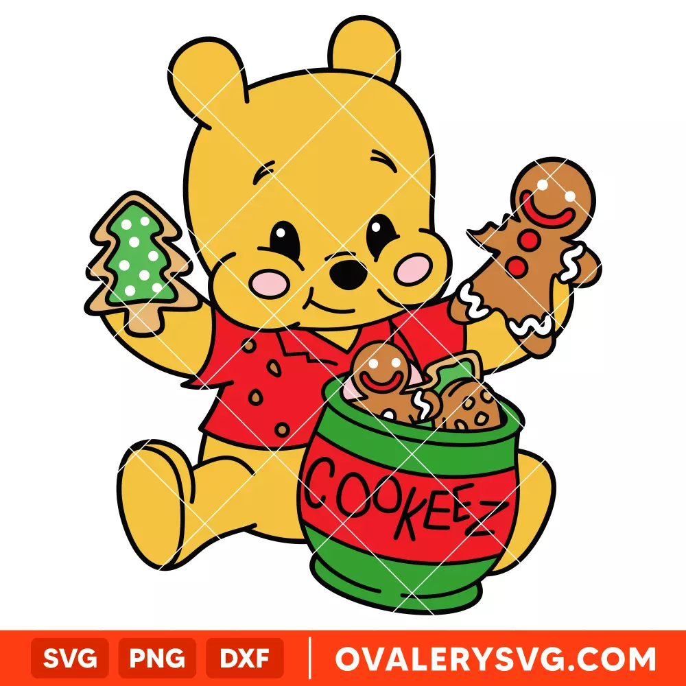 Baby Pooh Christmas Cookies SVG, Christmas SVG, Disney SVG | Instant Download SVG PNG Cut File for Cricut & Silhouette