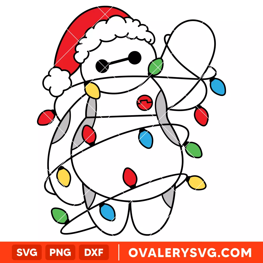 Baymax Santa Christmas Lights SVG, Christmas SVG, Disney SVG | Instant Download SVG PNG Cut File for Cricut & Silhouette