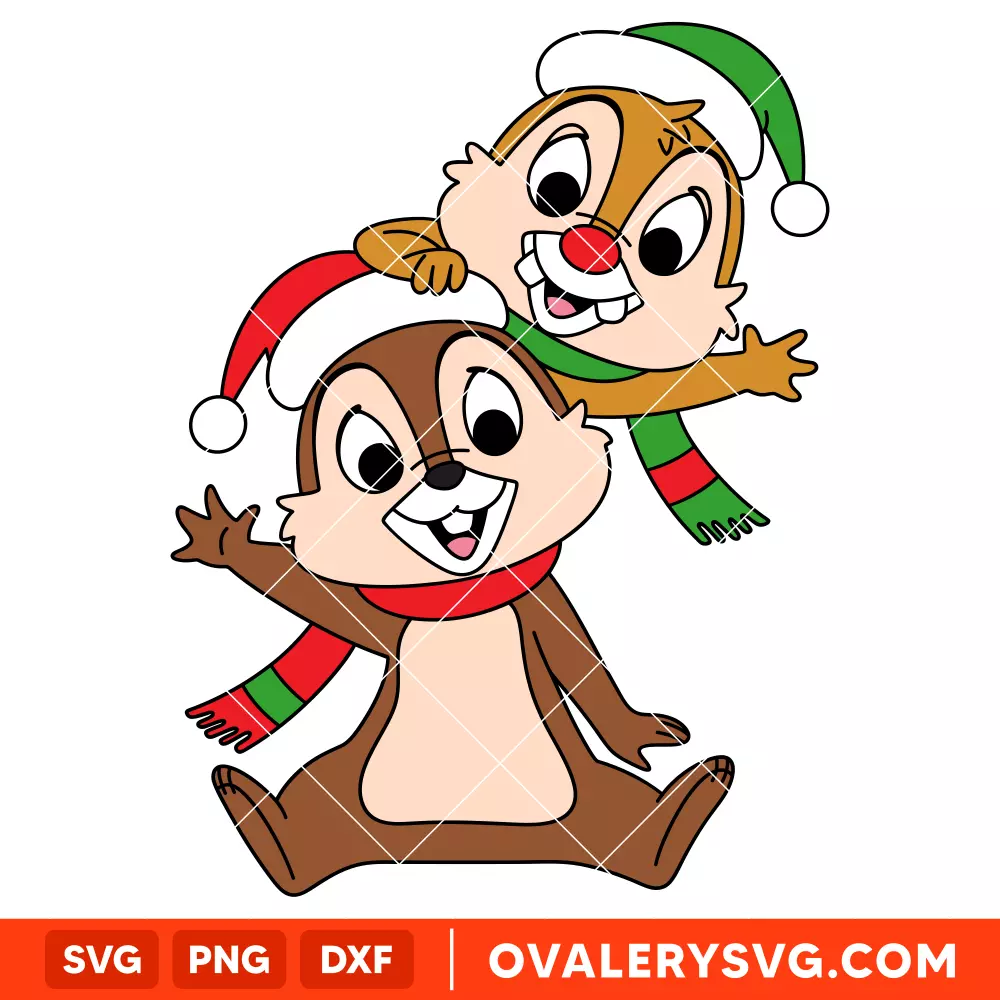 Chip and Dale Christmas Chipmunks SVG, Christmas SVG, Disney SVG | Instant Download SVG PNG Cut File for Cricut & Silhouette