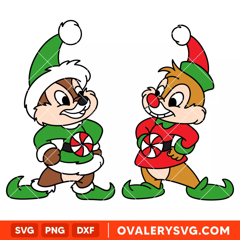 Chip and Dale Christmas Elves SVG, Christmas SVG, Disney SVG | Instant Download SVG PNG Cut File for Cricut & Silhouette