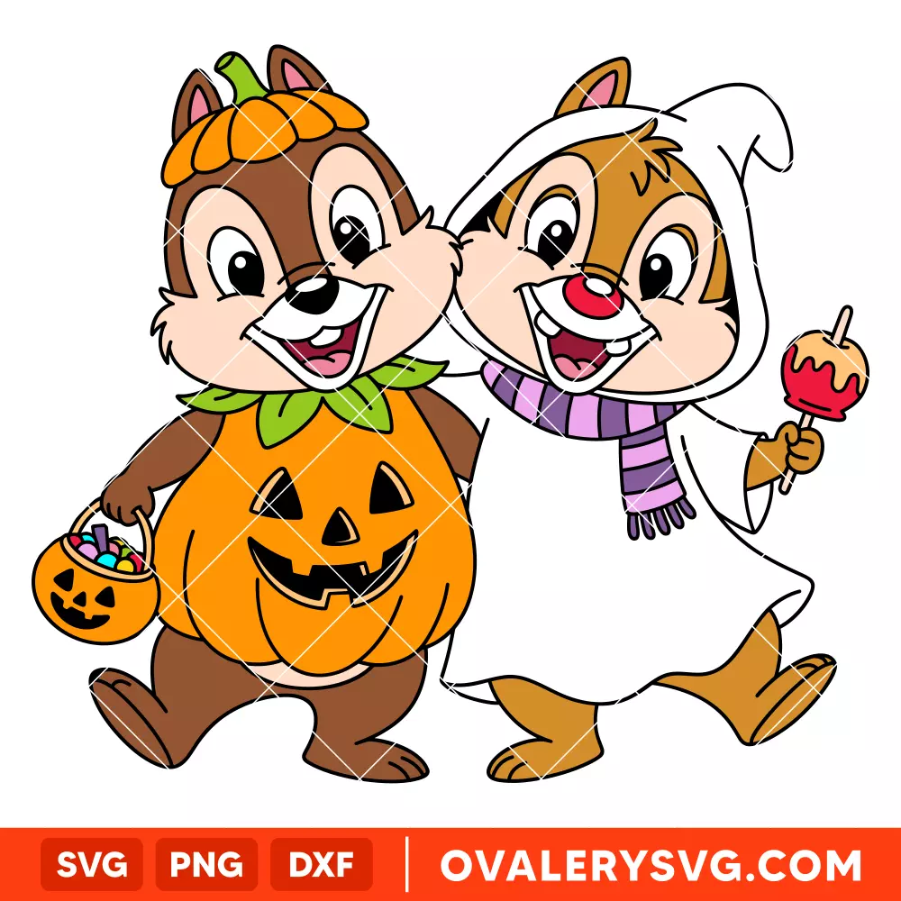 Chip and Dale Halloween SVG, Disney SVG | Instant Download SVG PNG Cut File for Cricut & Silhouette