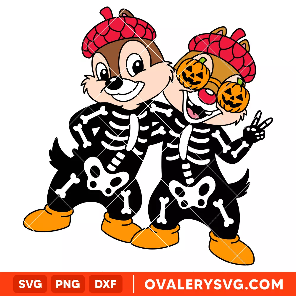 Chip and Dale Skeletons SVG, Halloween SVG, Disney SVG | Instant Download SVG PNG Cut File for Cricut & Silhouette