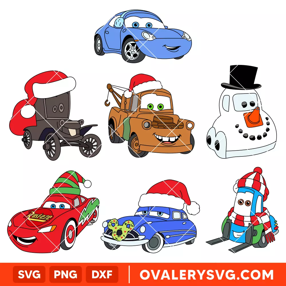 Christmas Cars Bundle SVG, Christmas SVG, Disney SVG | Instant Download SVG PNG Cut File for Cricut & Silhouette