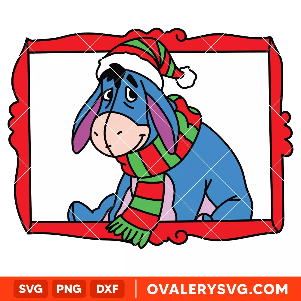 Eeyore Christmas Frame SVG, Christmas SVG, Disney SVG | Instant Download SVG PNG Cut File for Cricut & Silhouette