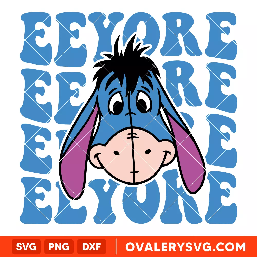 Eeyore Face Wavy SVG, Retro SVG, Disney SVG | Instant Download SVG PNG Cut File for Cricut & Silhouette