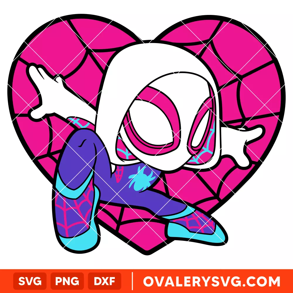 Ghost Spider Gwen Stacy Heart SVG, Superhero SVG, Marvel SVG | Instant Download SVG PNG Cut File for Cricut & Silhouette