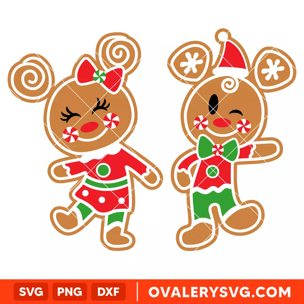 Mickey And Minnie Mouse Gingerbread SVG, Christmas SVG, Disney SVG | Instant Download SVG PNG Cut File for Cricut & Silhouette