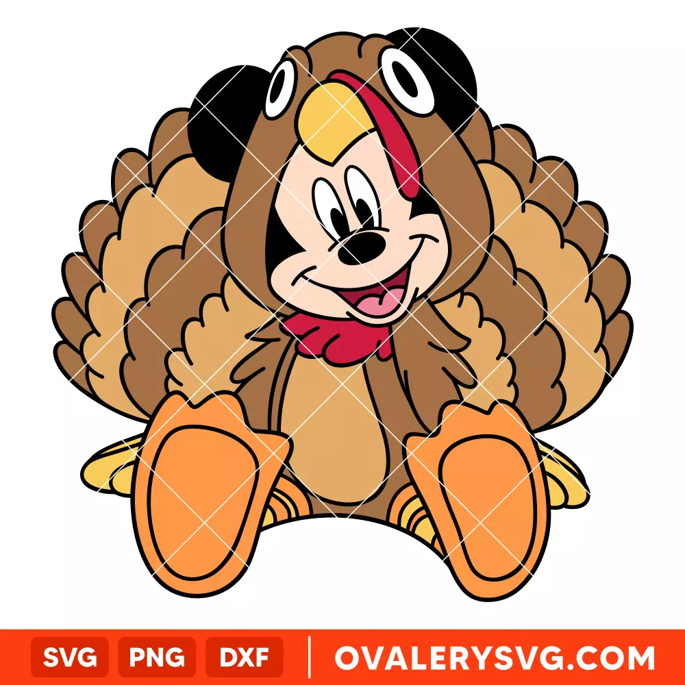 Mickey Mouse Thanksgiving Turkey SVG, Disney SVG | Instant Download SVG PNG Cut File for Cricut & Silhouette