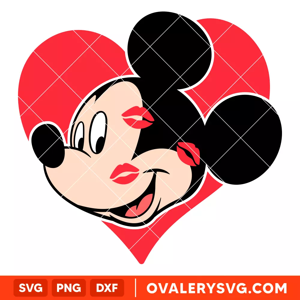 Mickey Mouse Valentine's Day Kisses SVG, Disney SVG | Instant Download SVG PNG Cut File for Cricut & Silhouette