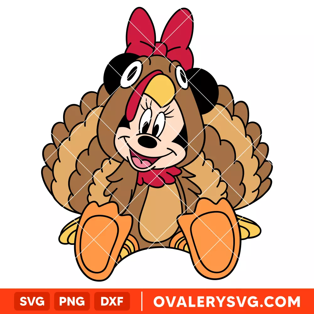 Minnie Mouse Thanksgiving Turkey SVG, Disney SVG | Instant Download SVG PNG Cut File for Cricut & Silhouette