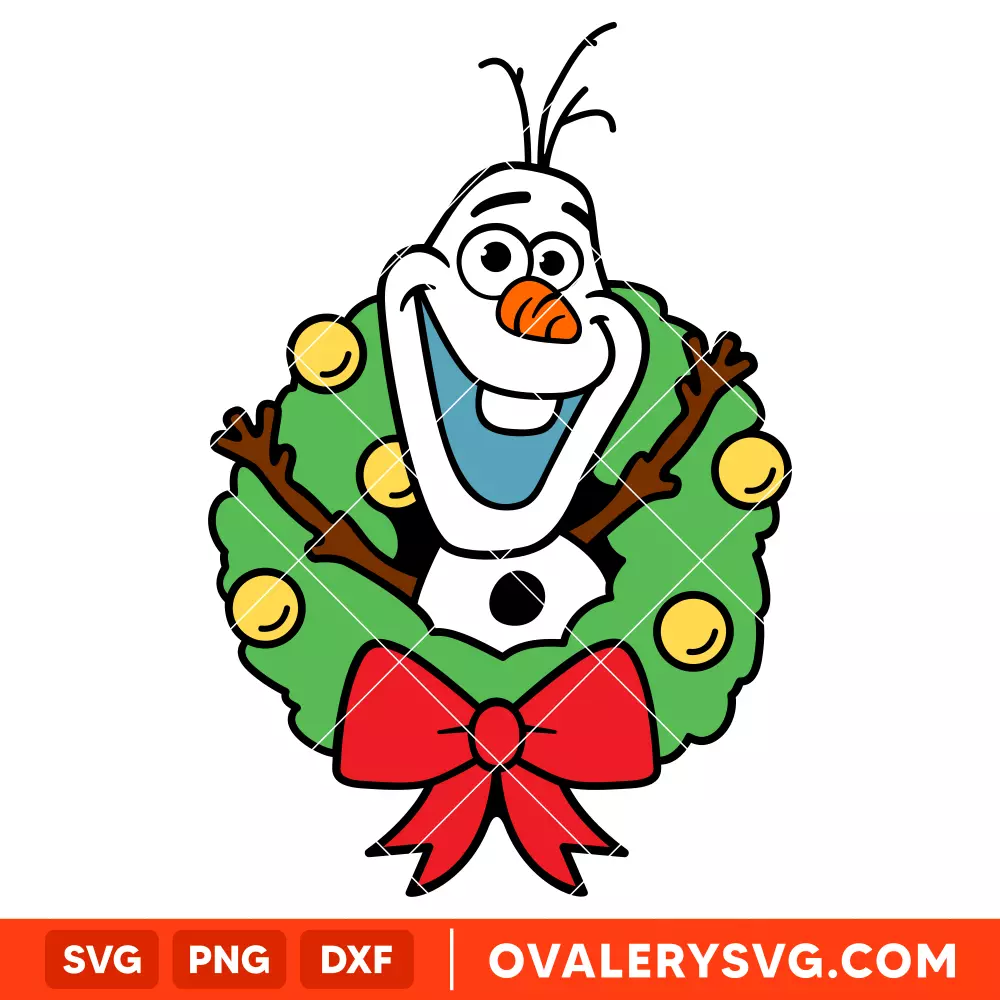 Olaf Wreath SVG, Christmas SVG, Disney SVG | Instant Download SVG PNG Cut File for Cricut & Silhouette