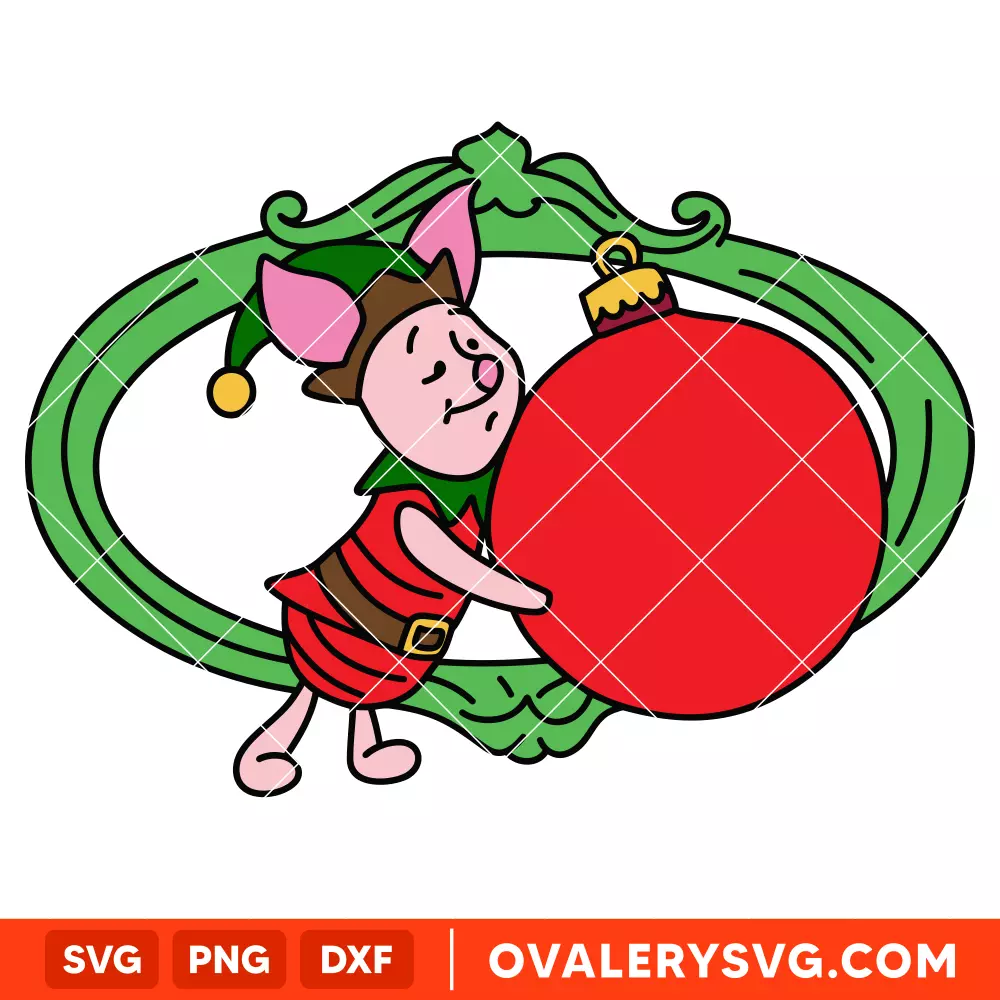 Piglet Christmas Frame SVG, Christmas SVG, Disney SVG | Instant Download SVG PNG Cut File for Cricut & Silhouette