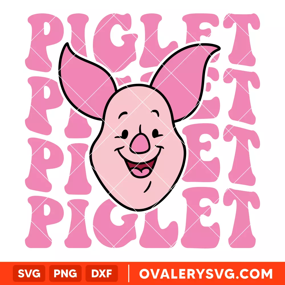 Piglet Face Wavy SVG, Retro SVG, Disney SVG | Instant Download SVG PNG Cut File for Cricut & Silhouette