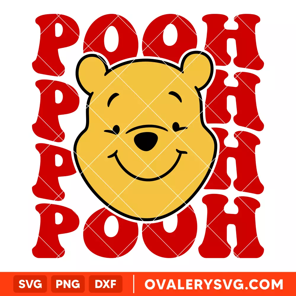 Pooh Face Wavy SVG, Retro SVG, Disney SVG | Instant Download SVG PNG Cut File for Cricut & Silhouette