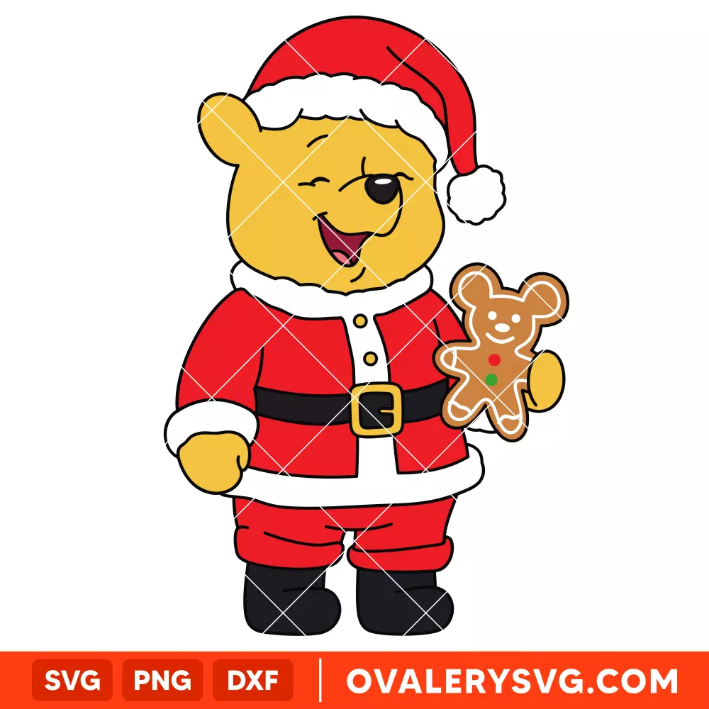 Pooh Santa with Cookies SVG, Christmas SVG, Disney SVG | Instant Download SVG PNG Cut File for Cricut & Silhouette