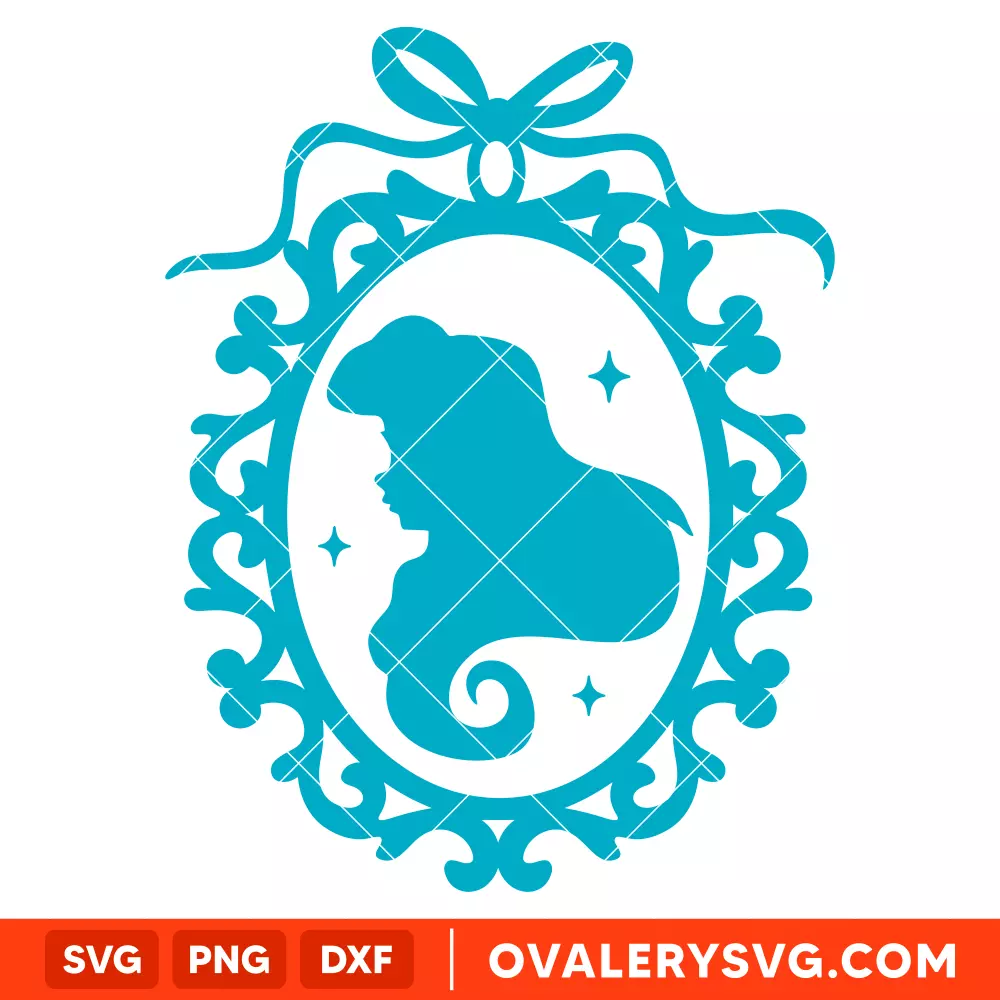Princess Ariel Retro Frame SVG, Disney Princess Ornament SVG | Instant Download SVG PNG Cut File for Cricut & Silhouette