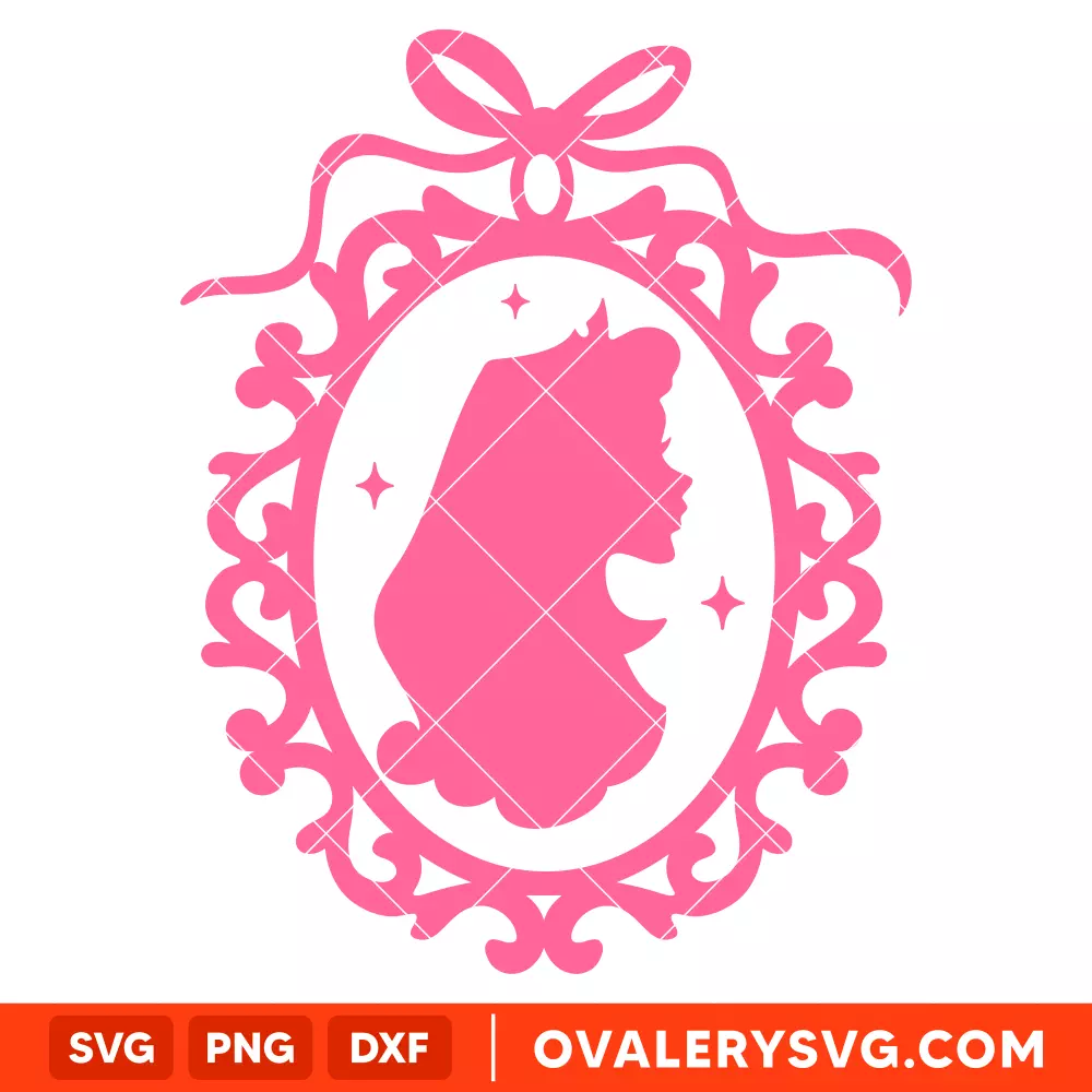 Princess Aurora Retro Frame SVG, Disney Princess Ornament SVG | Instant Download SVG PNG Cut File for Cricut & Silhouette