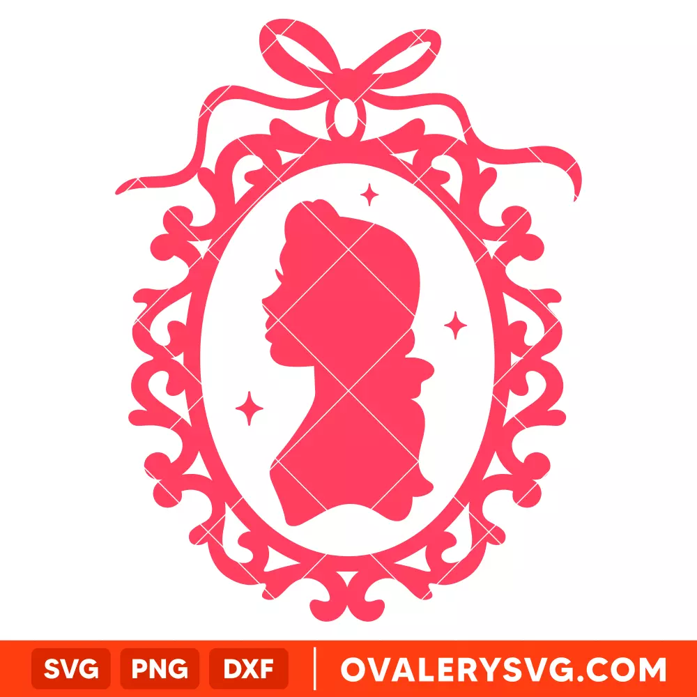 Princess Belle Retro Frame SVG, Disney Princess Ornament SVG | Instant Download SVG PNG Cut File for Cricut & Silhouette