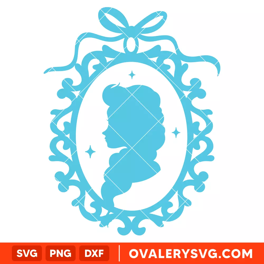 Princess Elsa Retro Frame SVG, Disney Princess Ornament SVG | Instant Download SVG PNG Cut File for Cricut & Silhouette