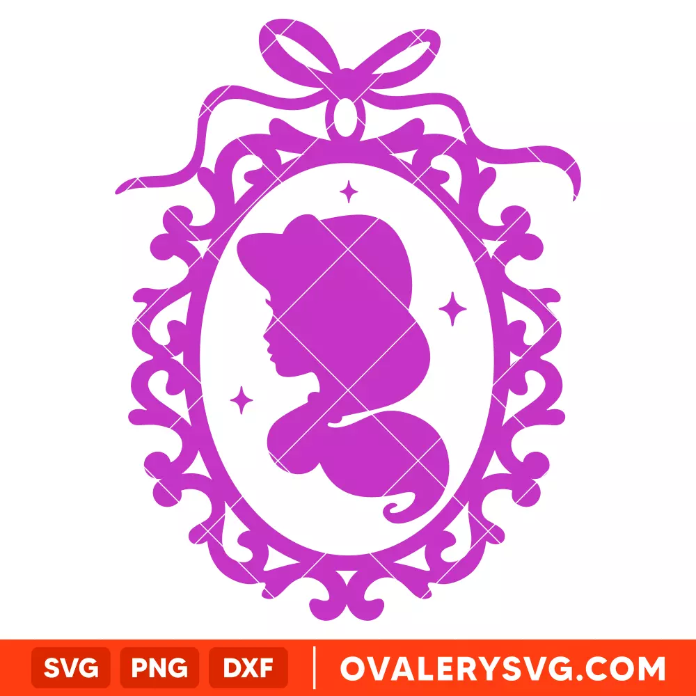 Princess Jasmine Retro Frame SVG, Disney Princess Ornament SVG | Instant Download SVG PNG Cut File for Cricut & Silhouette