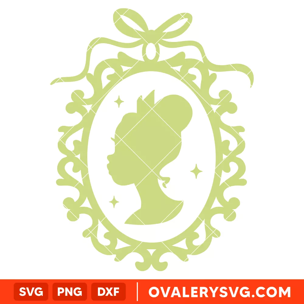 Princess Tiana Retro Frame SVG, Disney Princess Ornament SVG | Instant Download SVG PNG Cut File for Cricut & Silhouette