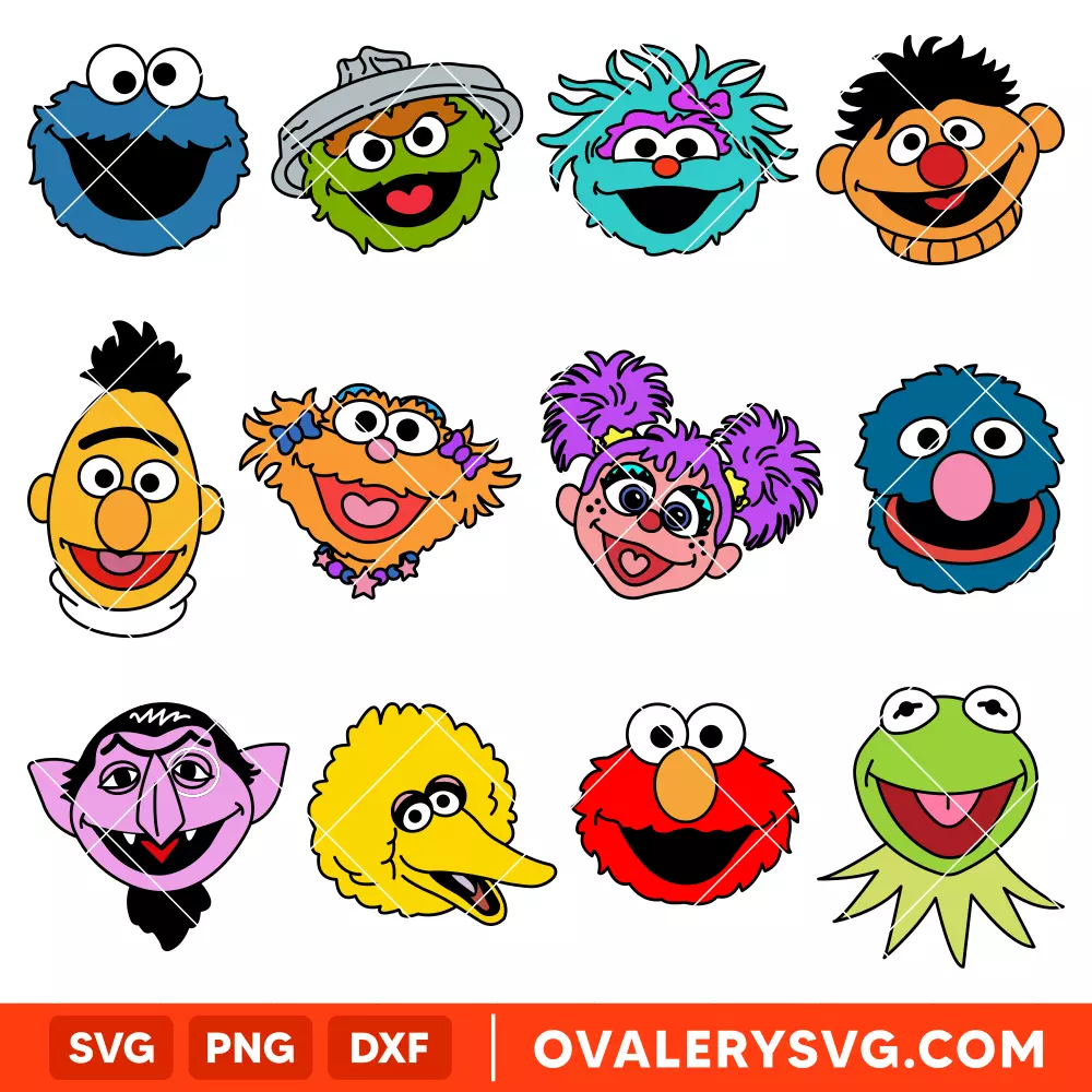 Sesame Street Characters Bundle SVG, Disney SVG | Instant Download SVG PNG Cut File for Cricut & Silhouette