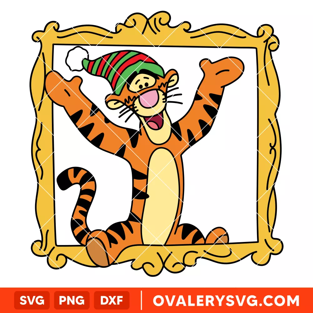 Tigger Christmas Frame SVG, Christmas SVG, Disney SVG | Instant Download SVG PNG Cut File for Cricut & Silhouette