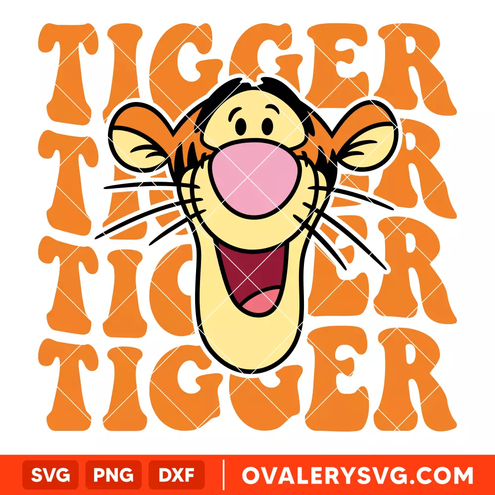 Tigger Face Wavy SVG, Retro SVG, Disney SVG | Instant Download SVG PNG Cut File for Cricut & Silhouette