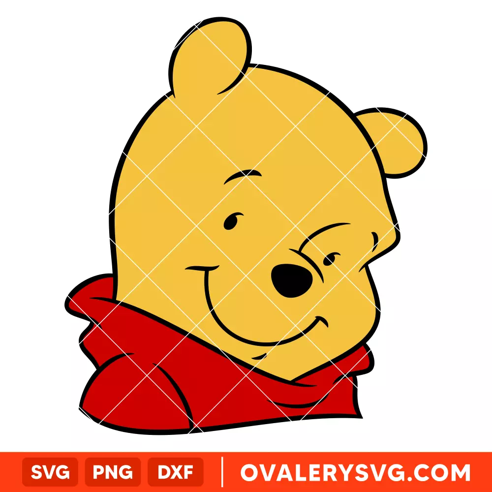 Winnie the Pooh Face SVG, Disney SVG | Instant Download SVG PNG Cut File for Cricut & Silhouette