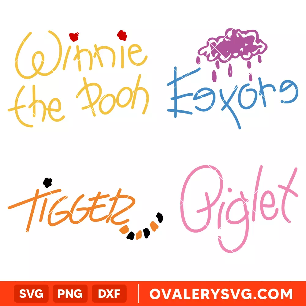 Winnie the Pooh and Friends Signatures SVG, Disney SVG | Instant Download SVG PNG Cut File for Cricut & Silhouette