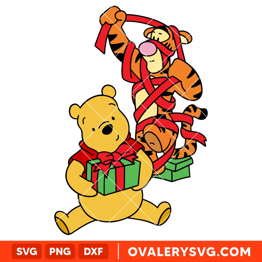Winnie the Pooh and Tigger Christmas Gift SVG, Christmas SVG, Disney SVG | Instant Download SVG PNG Cut File for Cricut & Silhouette